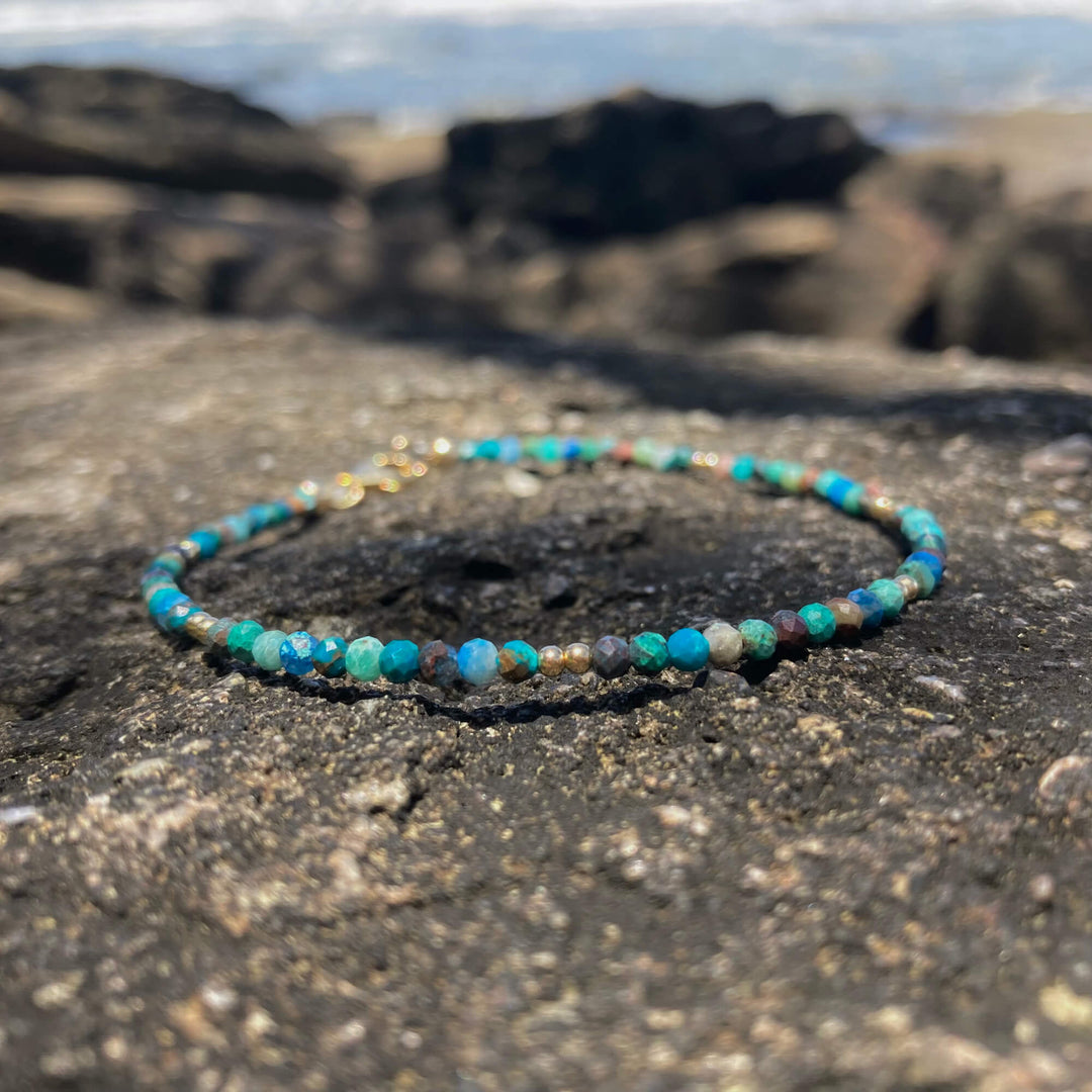 Azurite & Gold healing crystal Anklet