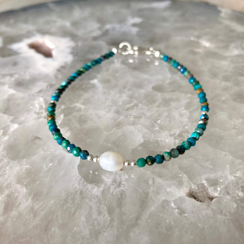 Azurite & Pearl Bracelet for healing