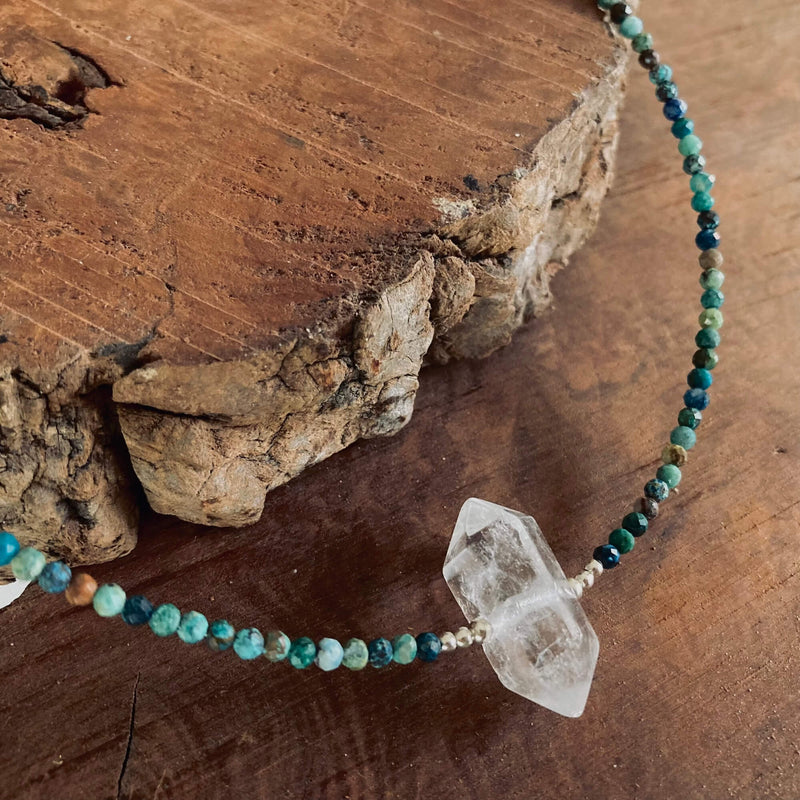 Azurite & Clear Quartz Necklace for healing