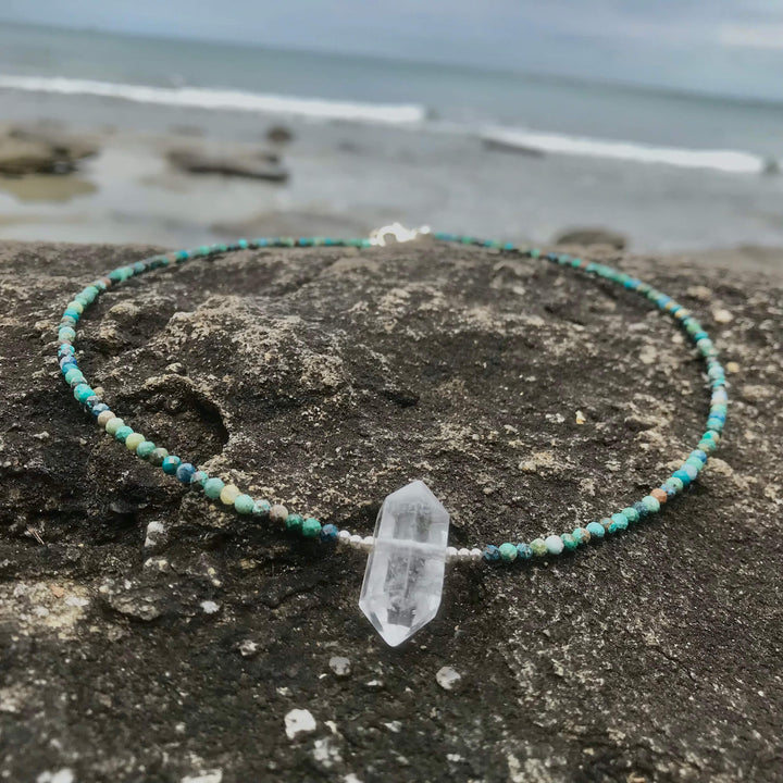 Azurite & Clear Quartz Necklace