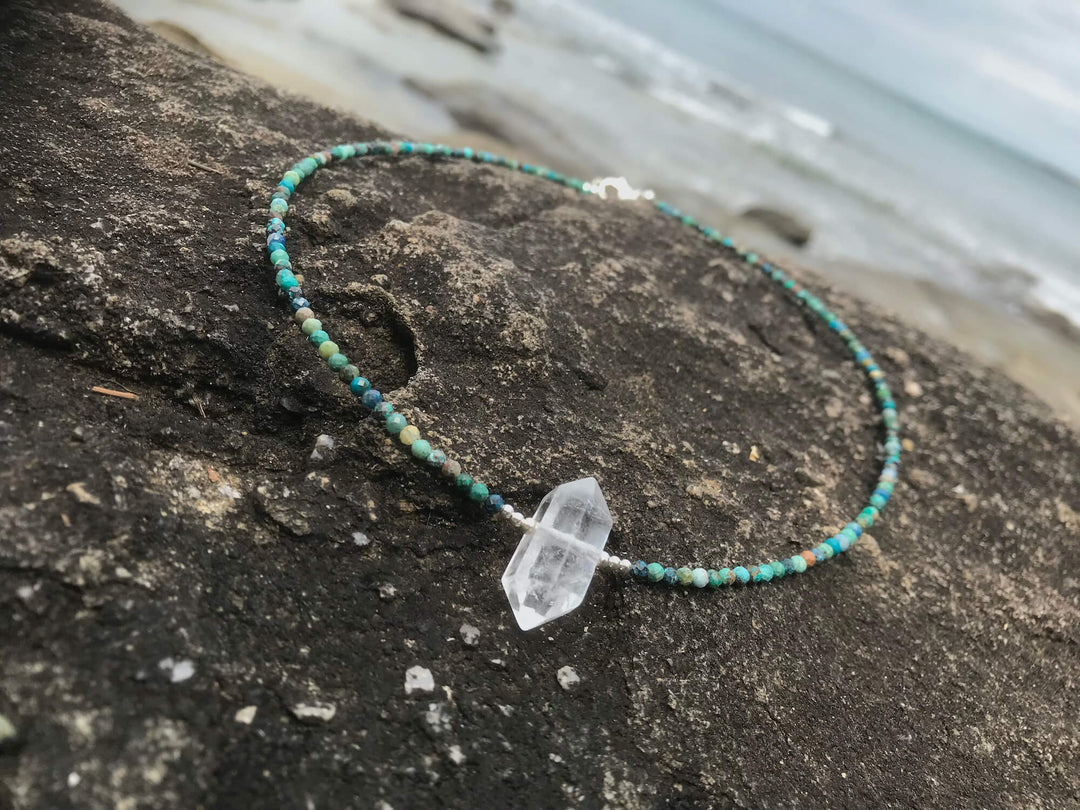 Azurite & Clear Quartz Necklace