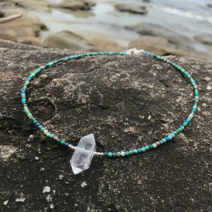 Azurite & Clear Quartz Necklace