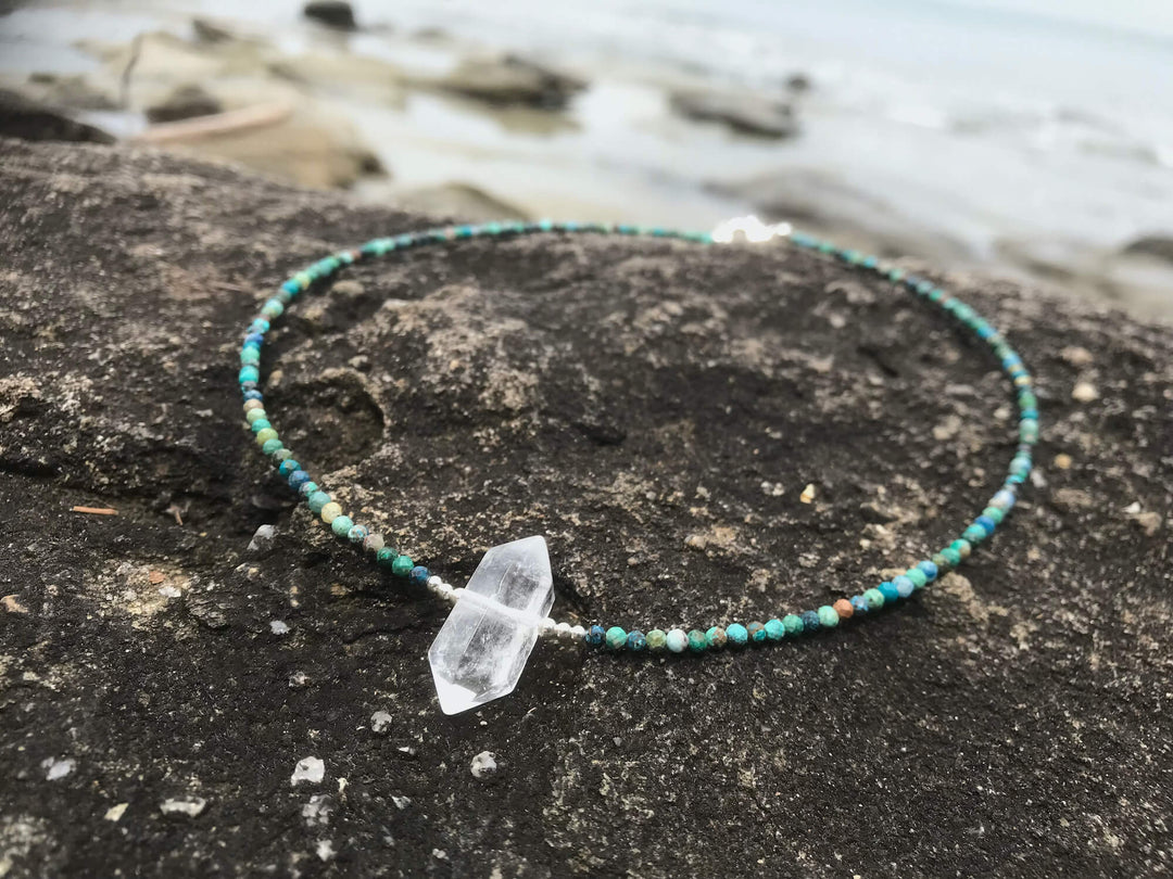 Azurite & Clear Quartz Necklace