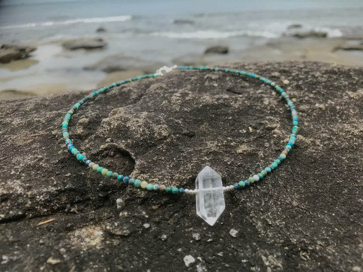 Azurite & Clear Quartz Necklace