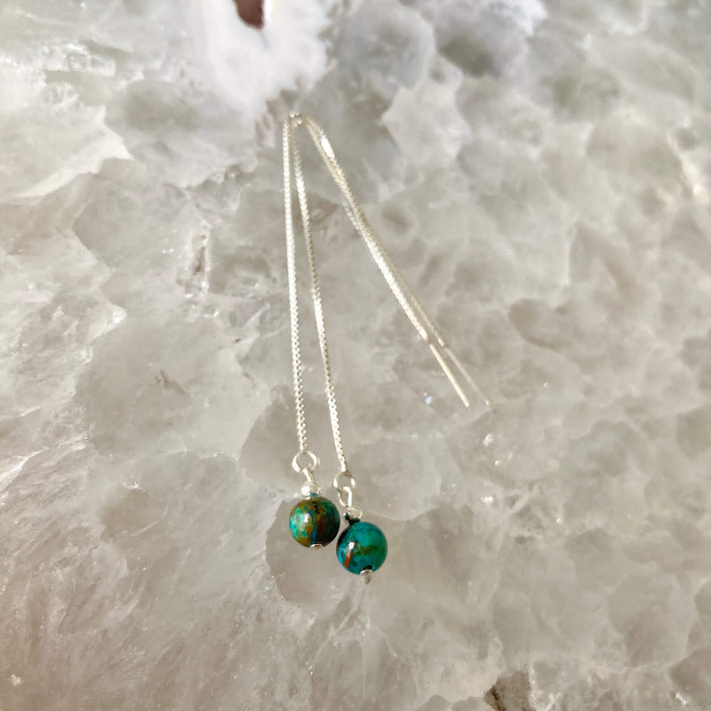 Azurite thread earrings for ladies