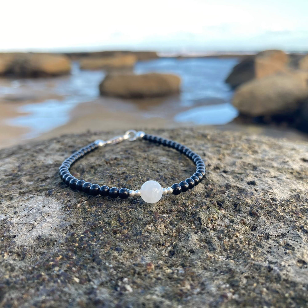 Black Tourmaline & Moonstone Bracelet for healing 