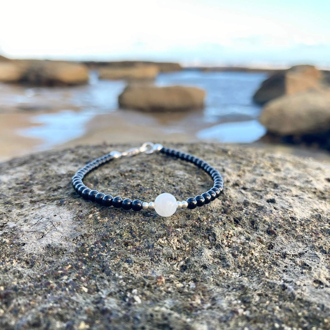 Black Tourmaline & Moonstone Bracelet for healing 