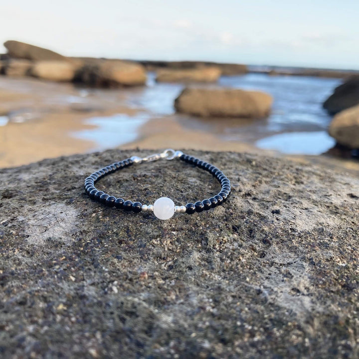 Black Tourmaline & Moonstone Bracelet for ladies