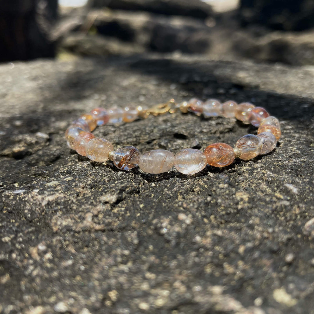 Copper Rutilated Quartz Nugget Bracelet