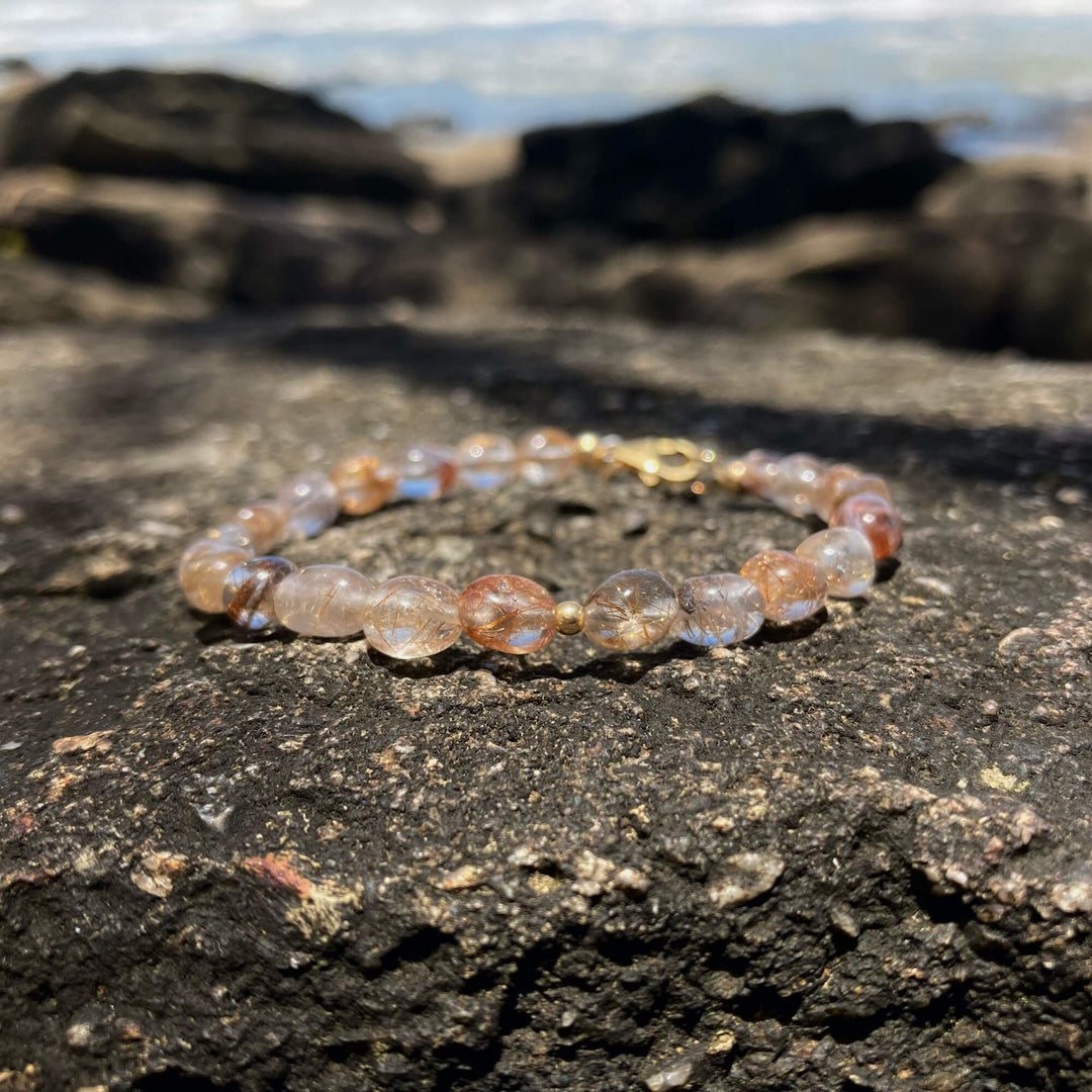 CopperRutilated Quartz Nugget Bracelet for healing