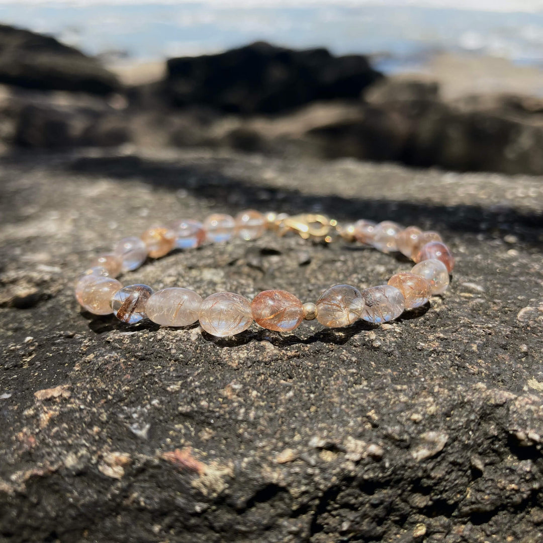 CopperRutilated Quartz Nugget Bracelet for ladies