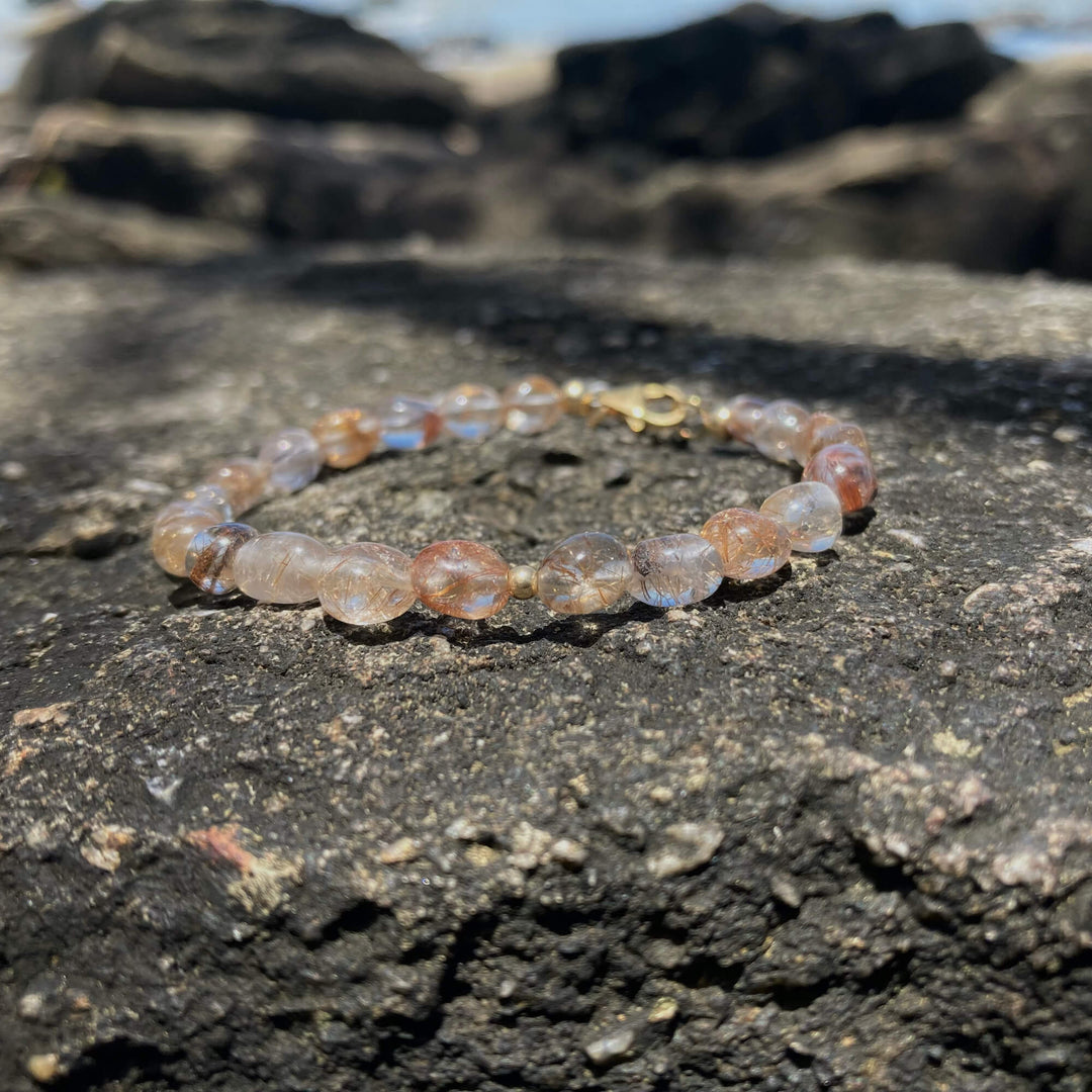 Copper Rutilated Quartz Nugget healing Bracelet