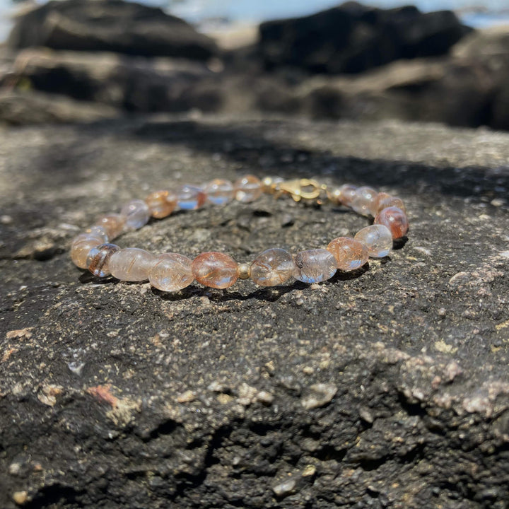 Copper Rutilated Quartz Nugget healing Bracelet