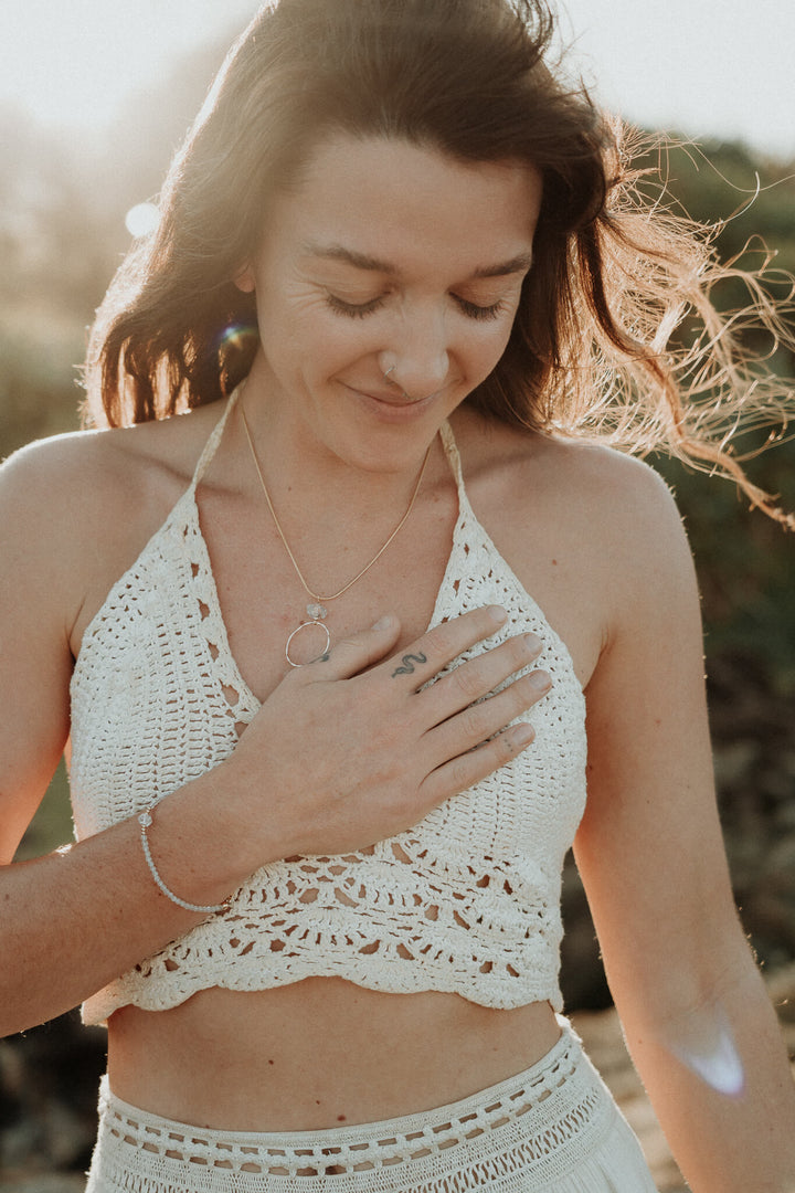 Golden Herkimer Diamond Pendant Necklace