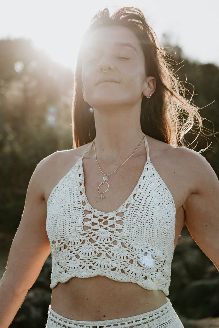 Golden Herkimer Diamond Pendant Necklace