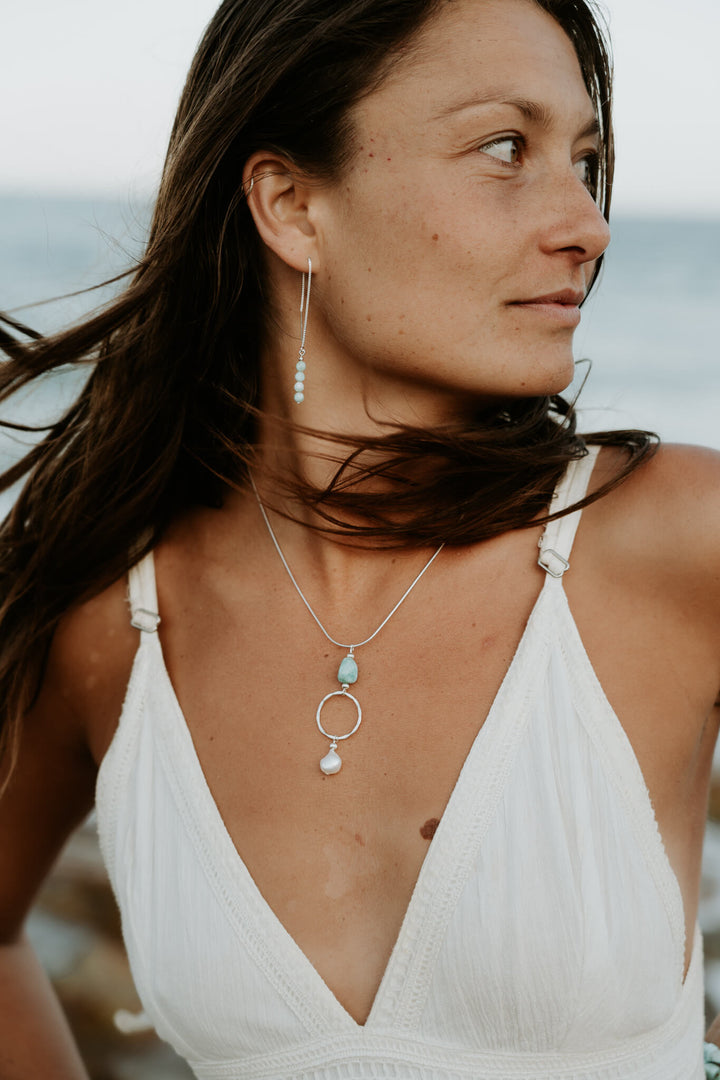 Larimar & Pearl Pendant Necklace