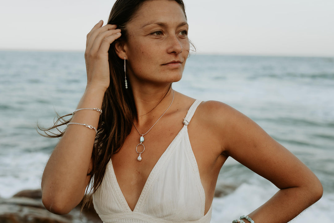 Larimar & Pearl Pendant Necklace