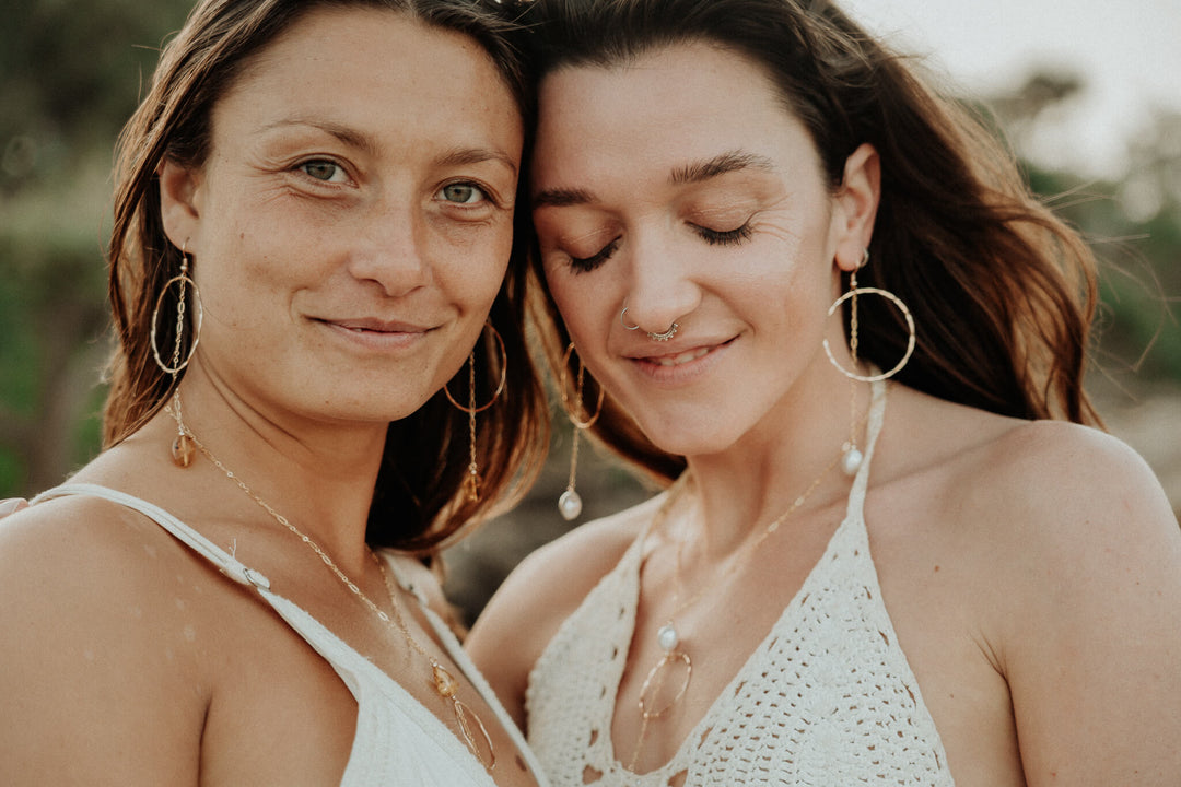 Golden Priestess - Hoop & Amber Earrings