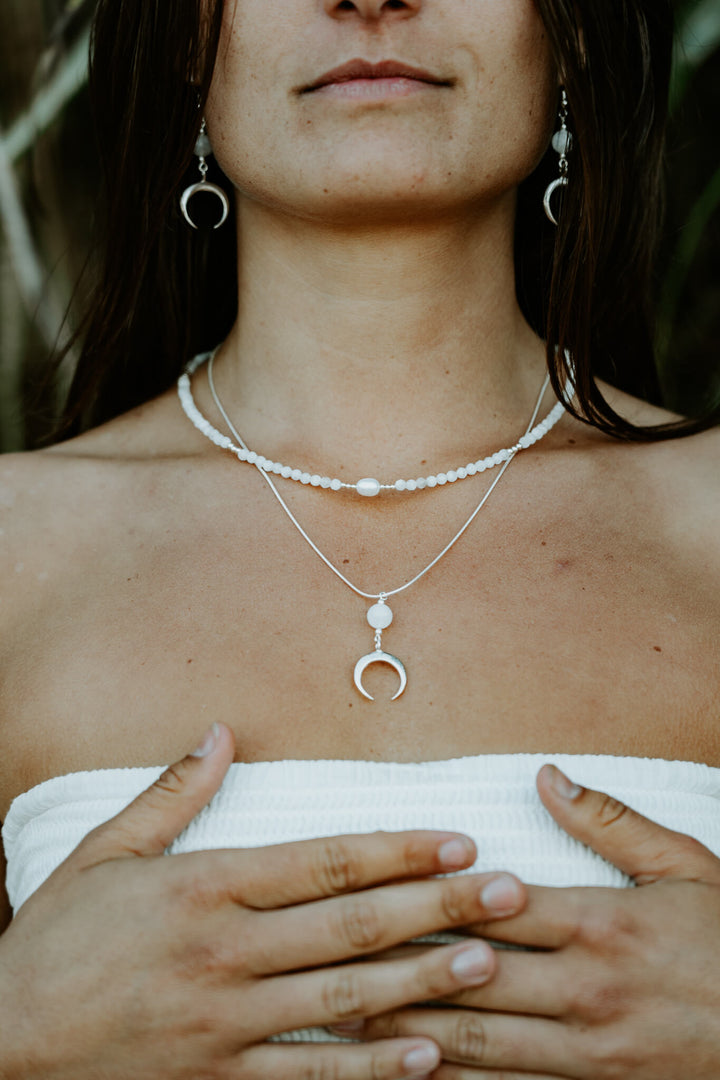 La Luna Love Moonstone & Pearl Choker