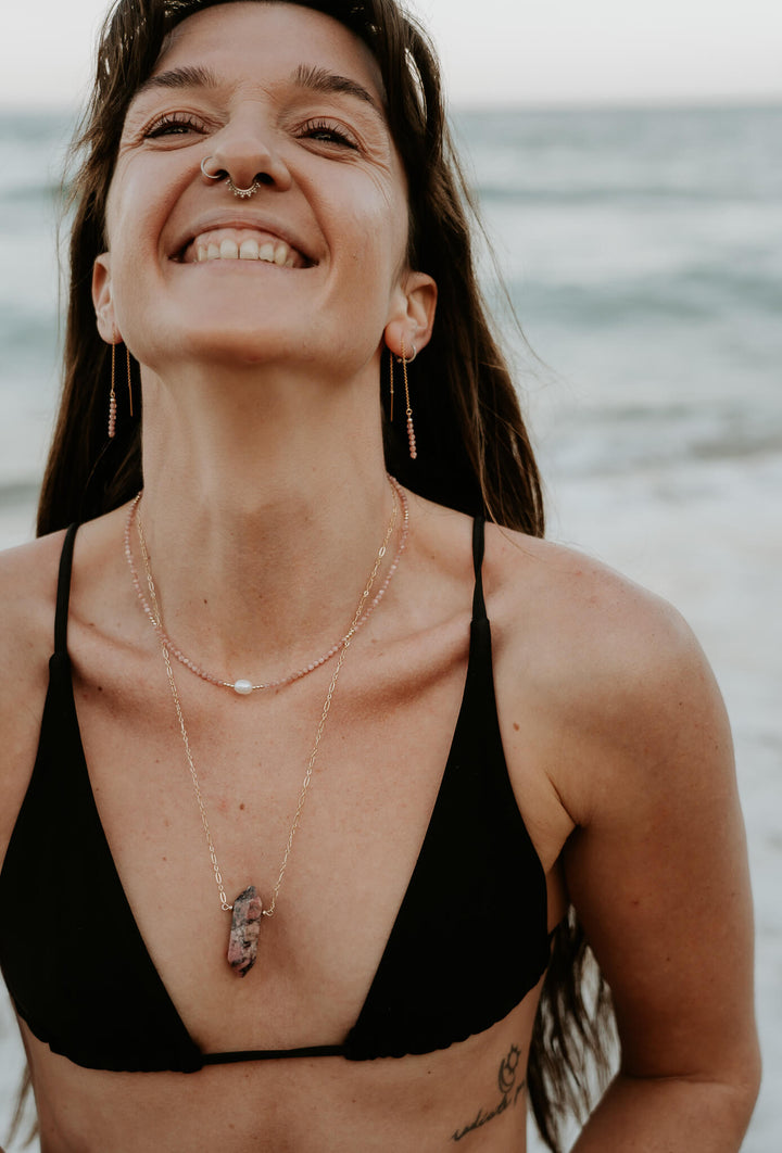 Aloha Rhodonite & Gold Necklace