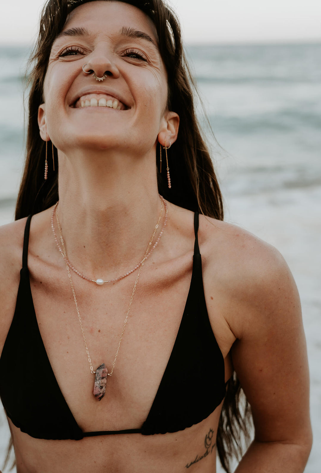 Rhodonite, Pearl & Gold Choker