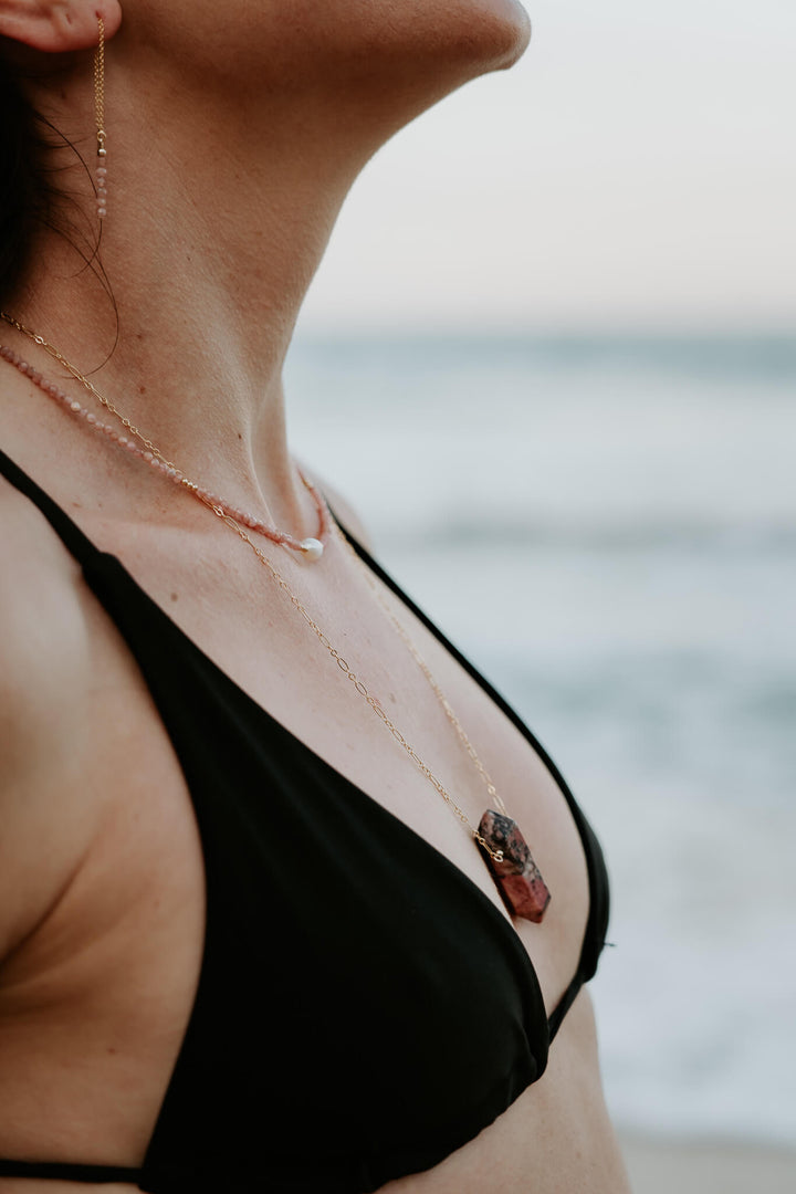 Aloha Rhodonite & Gold Necklace