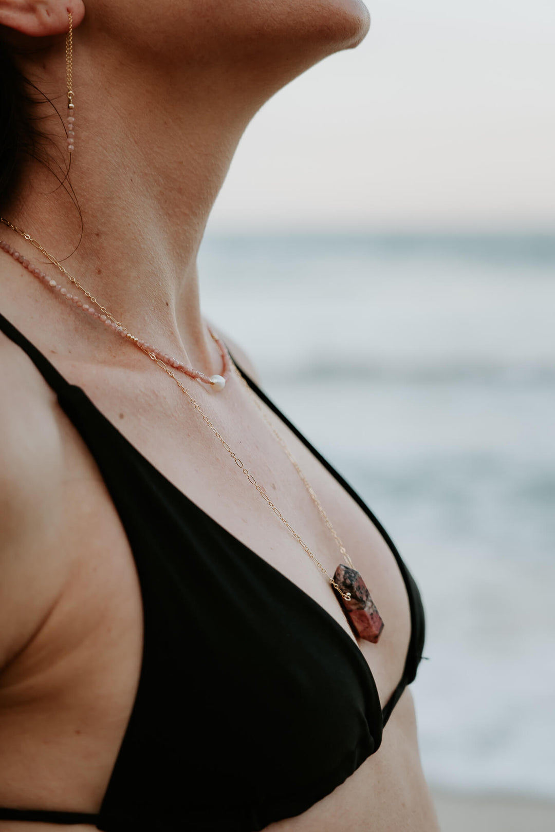 Rhodonite, Pearl & Gold Choker