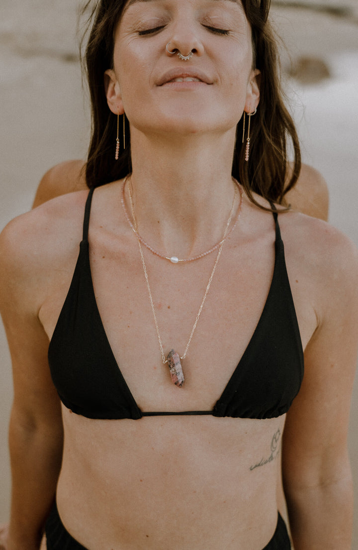 Rhodonite, Pearl & Gold Choker