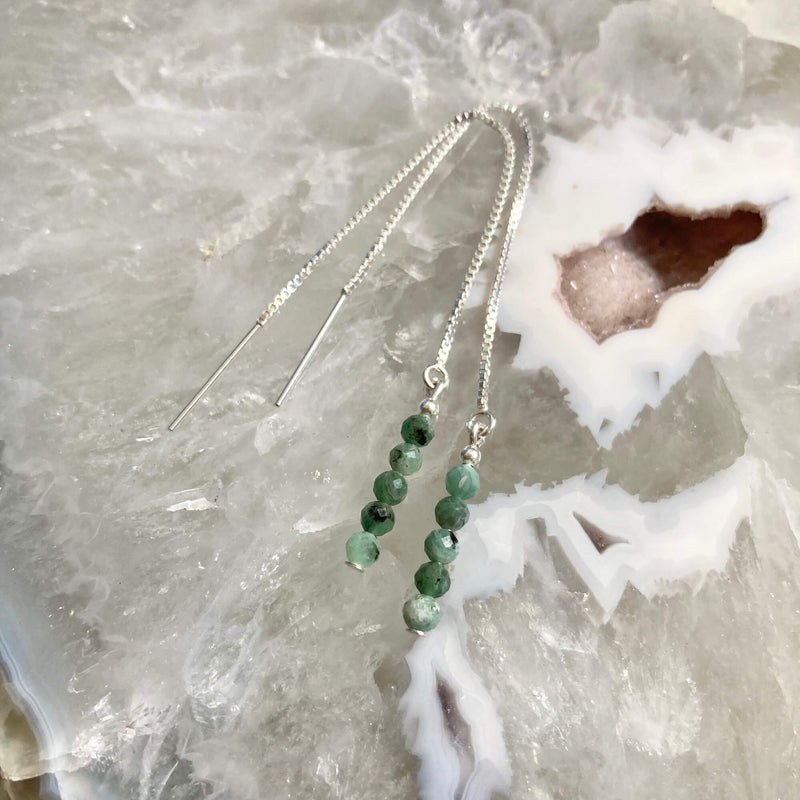 Emerald Thread Earrings for healing