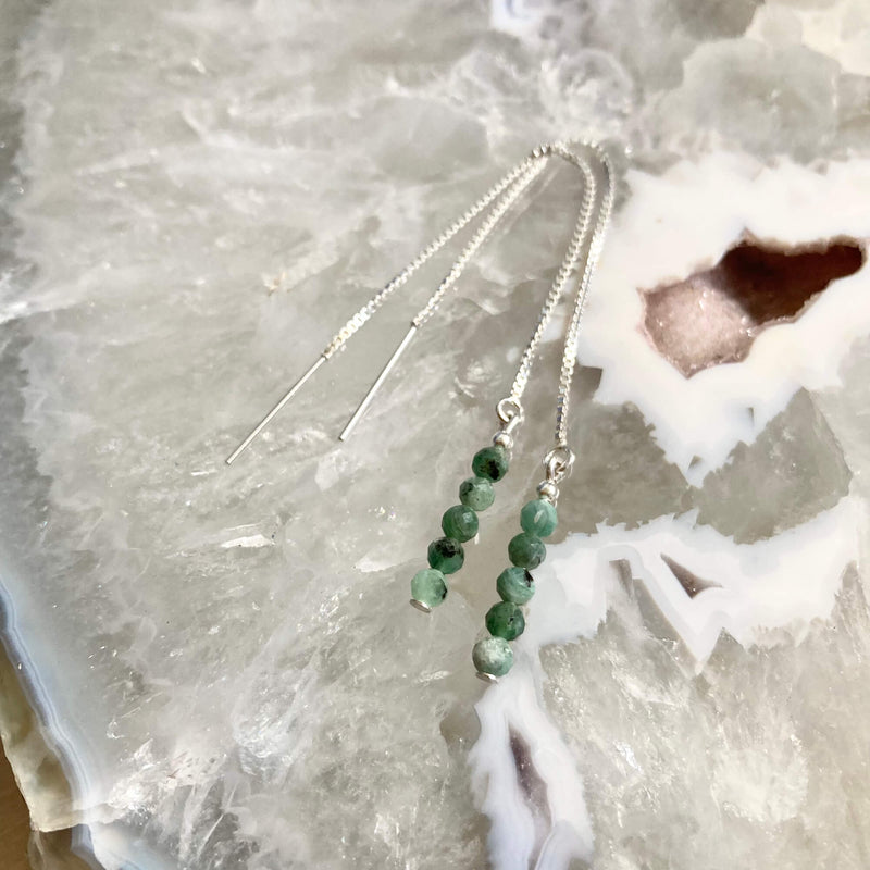 Emerald Thread Earrings for women