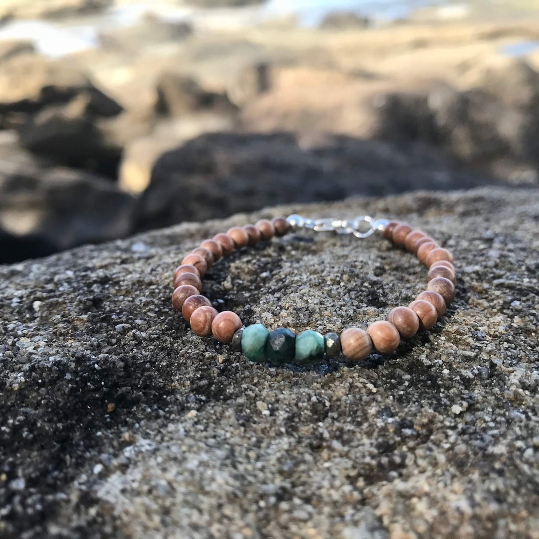 Emerald & Wood Bracelet