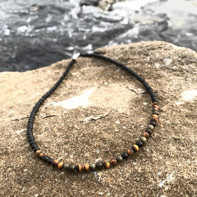 Empowerment For Men Tigers Eye Necklace for protection and facing fears
