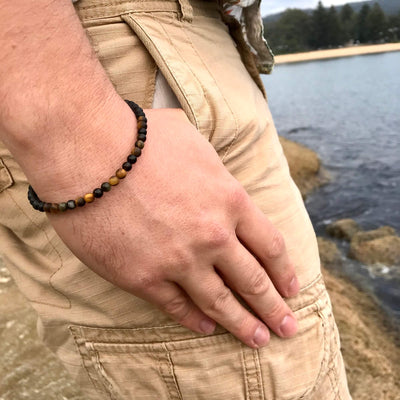 Empowerment For Men Tigers Eye and rainbow obsidian bracelet