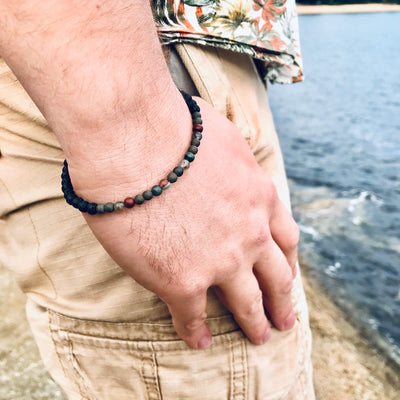 Empowerment for men bloodstone & Pyrite lava stone bracelet