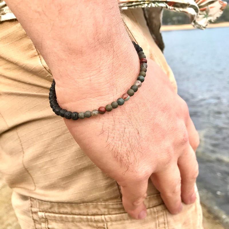 Empowerment for men bloodstone & Pyrite diffuser bracelet