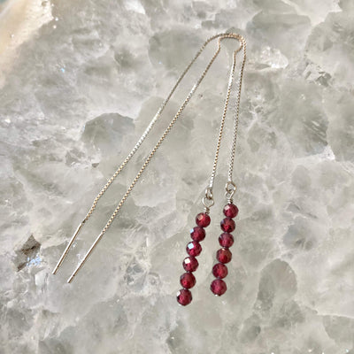 Garnet thread earrings for ladies