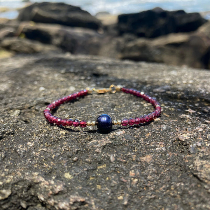 Garnet & Black Pearl Empowerment  Bracelet