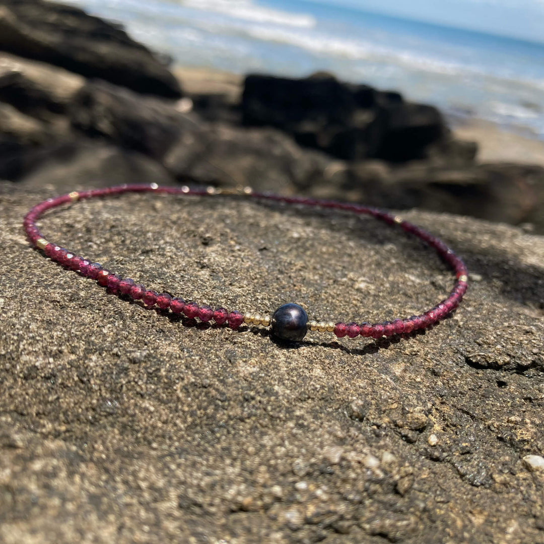 Garnet & Black Pearl Healing Necklace