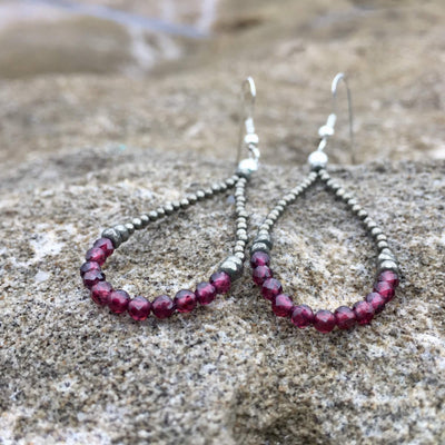 Garnet and pyrite earrings