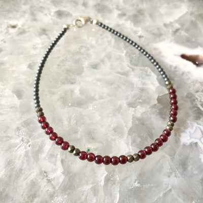 Garnet and Pyrite Anklet for healing