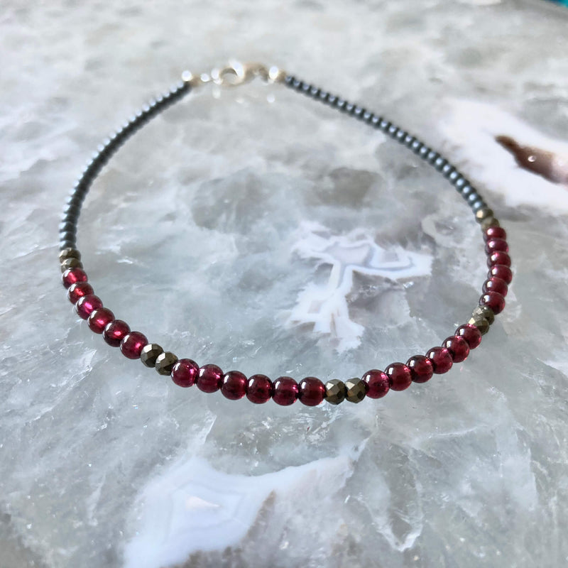 Garnet and Pyrite Healing Anklet