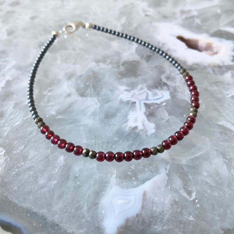 Garnet and Pyrite healing Anklet