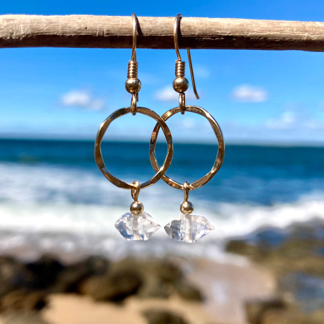 Golden Herkimer Diamond Pendant healing crystal Earrings