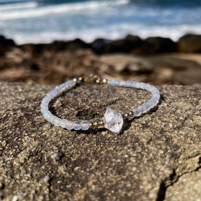 Golden Herkimer & Moonstone crystal  Bracelet