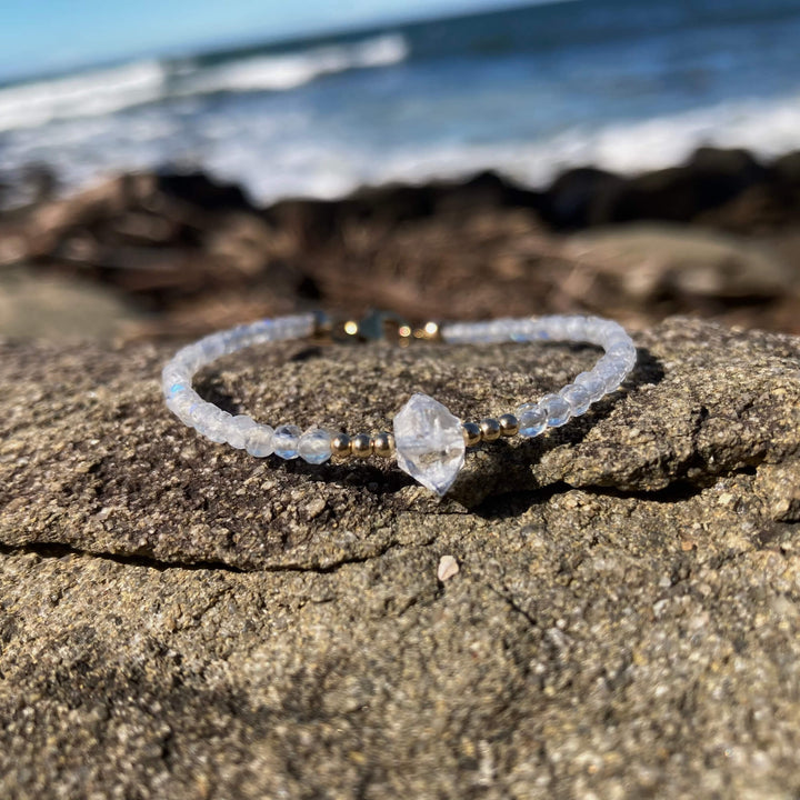 Golden Herkimer & Moonstone healing crystal Bracelet