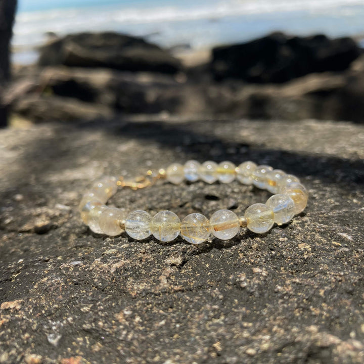 Golden Rutilated Quartz Crystal Bracelet