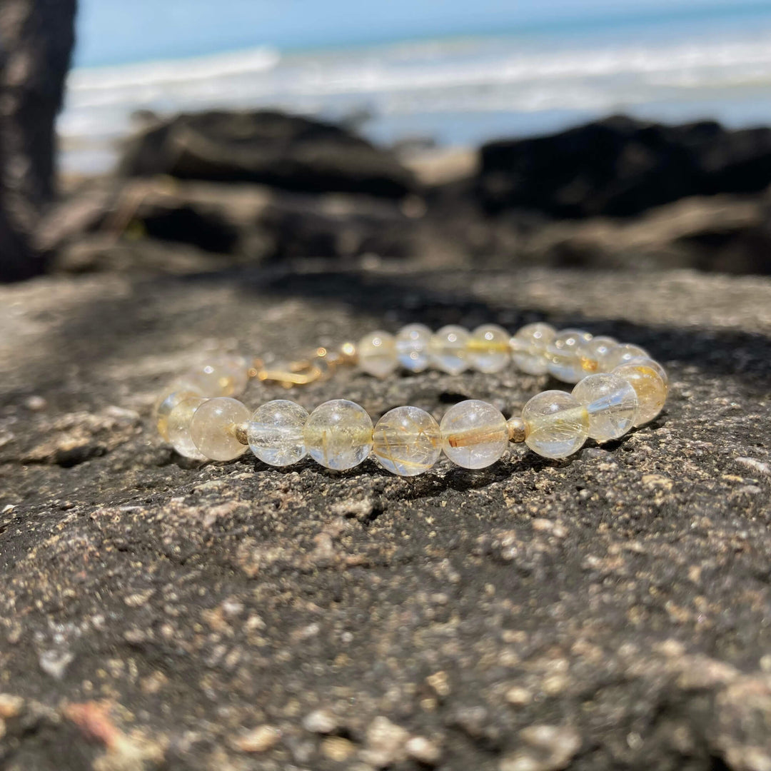     Golden Rutilated Quartz healing crystal Bracelet