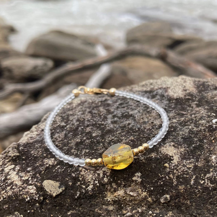 Golden Priestess Amber & Gold Bracelet for healing