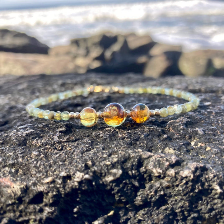 Green Garnet & Amber Gold Anklet