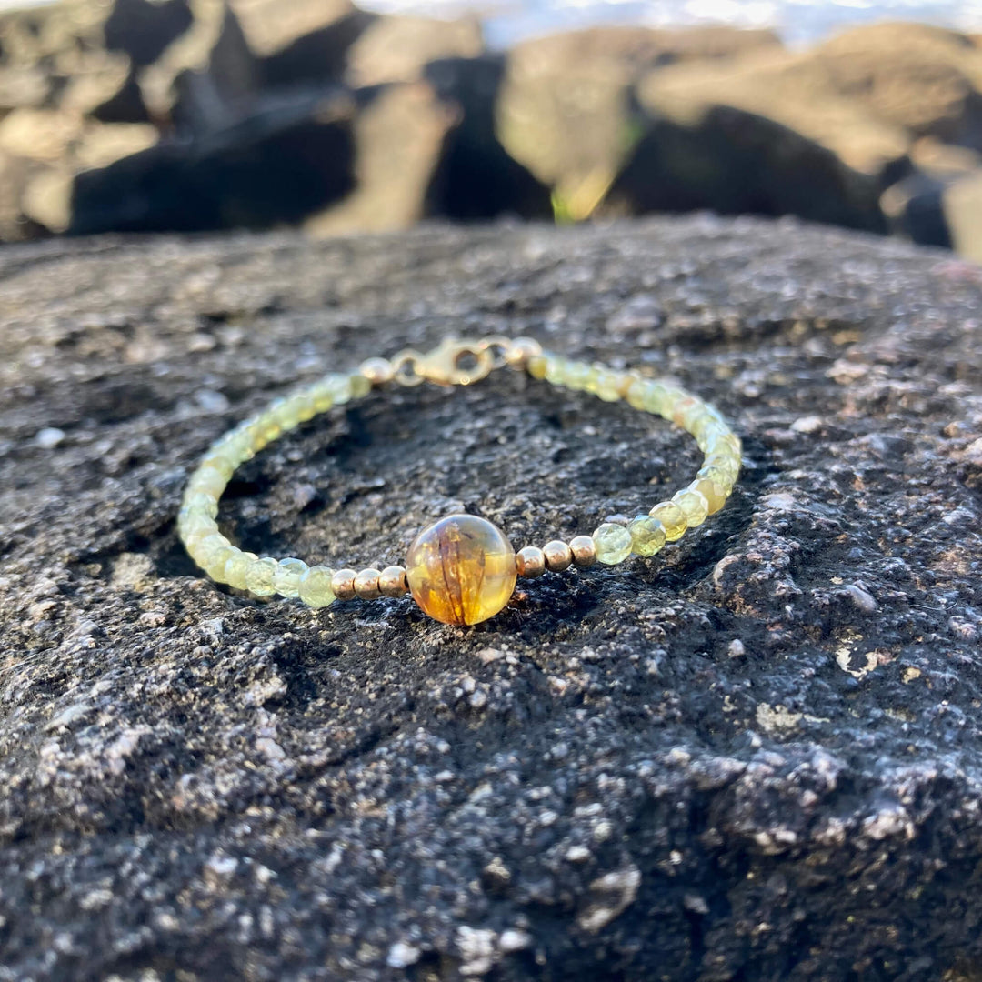 Green Garnet & Amber Gold Bracelet